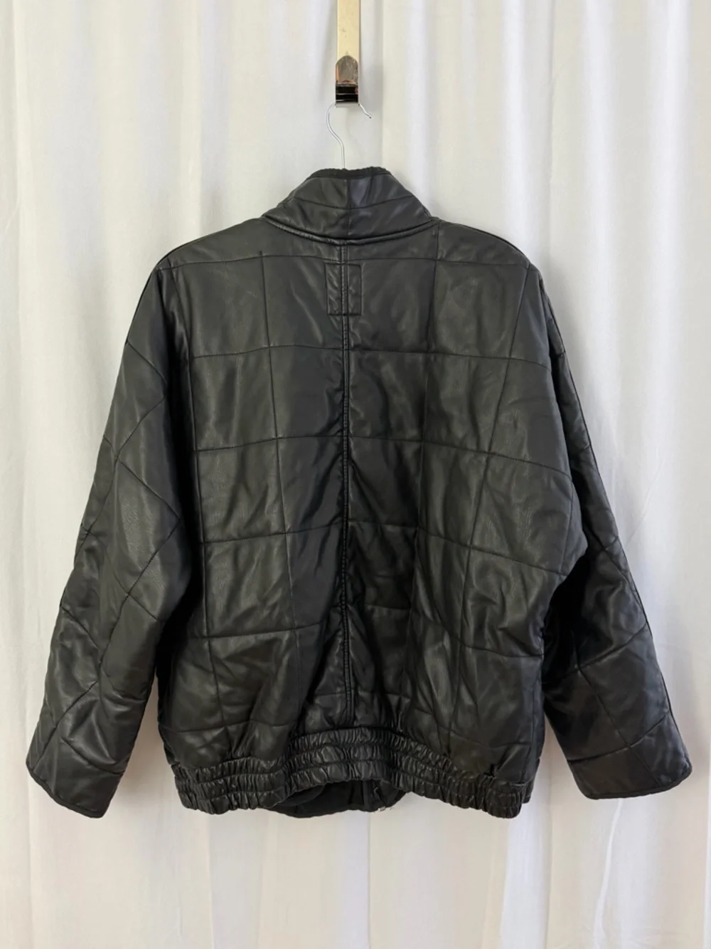 Free People Dolman Black Vegan Leather Quilted Jacket Womens Size Medium - Picture 8 of 9